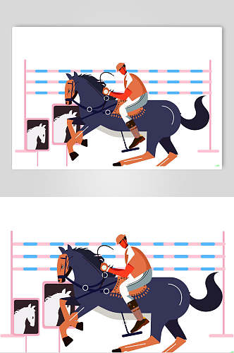 卡通骑马运动设计元素
