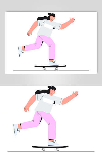 女孩滑板运动设计元素