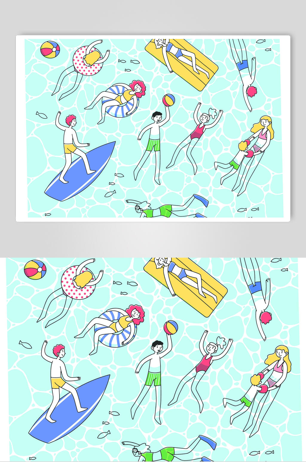 海洋沙滩游泳设计元素素材