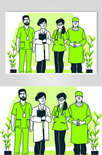 健康绿色医护人员设计元素