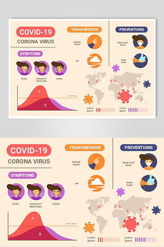 统计预防新冠病毒插画元素