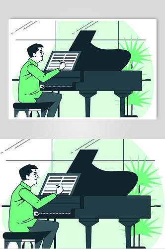 绿色钢琴设计元素素材