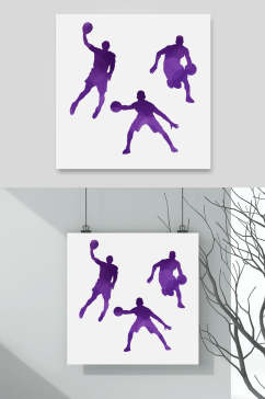 紫色剪影篮球设计元素