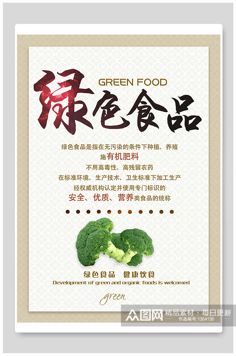 绿色食品美食展板海报素材