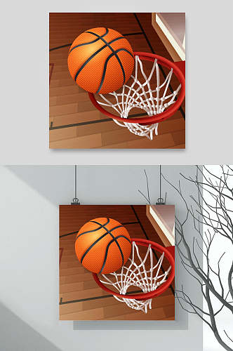 篮筐投篮篮球设计元素