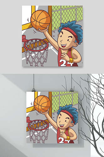 大男孩运动动漫篮球设计元素