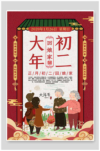 大年初二春节海报