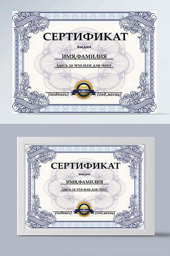 欧式经典花纹银色证书设计