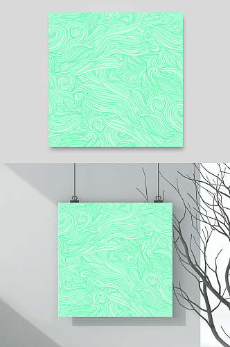 海浪纹样图案背景素材淡绿挂画