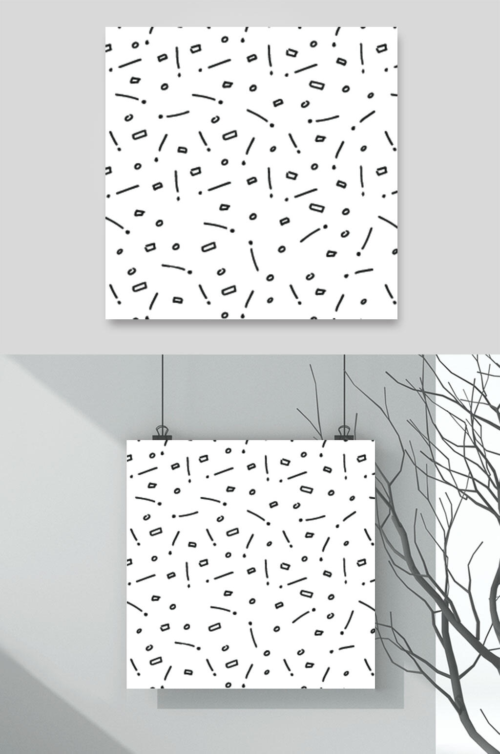 波普风复古黑白花纹图案元素素材素材