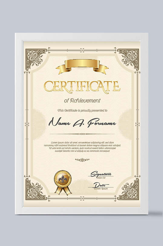 高端英文证书设计-众图网