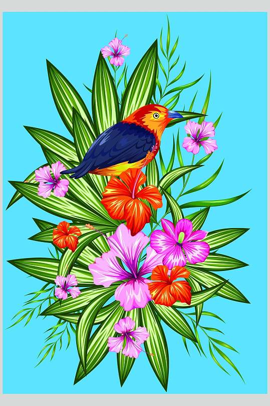 北欧风火烈鸟矢量海报素材-众图网