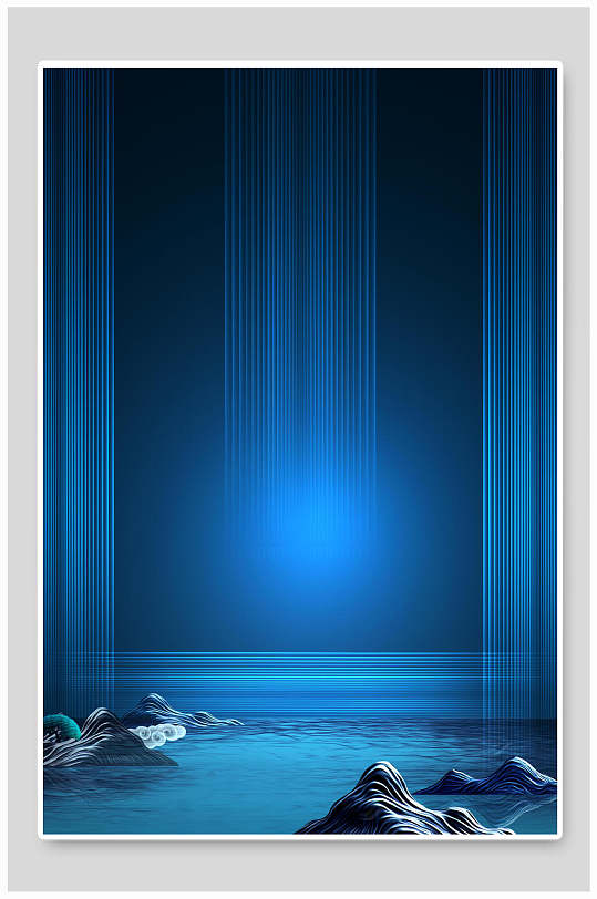 新中式蓝山水图片-新中式蓝山水素材下载-众图网