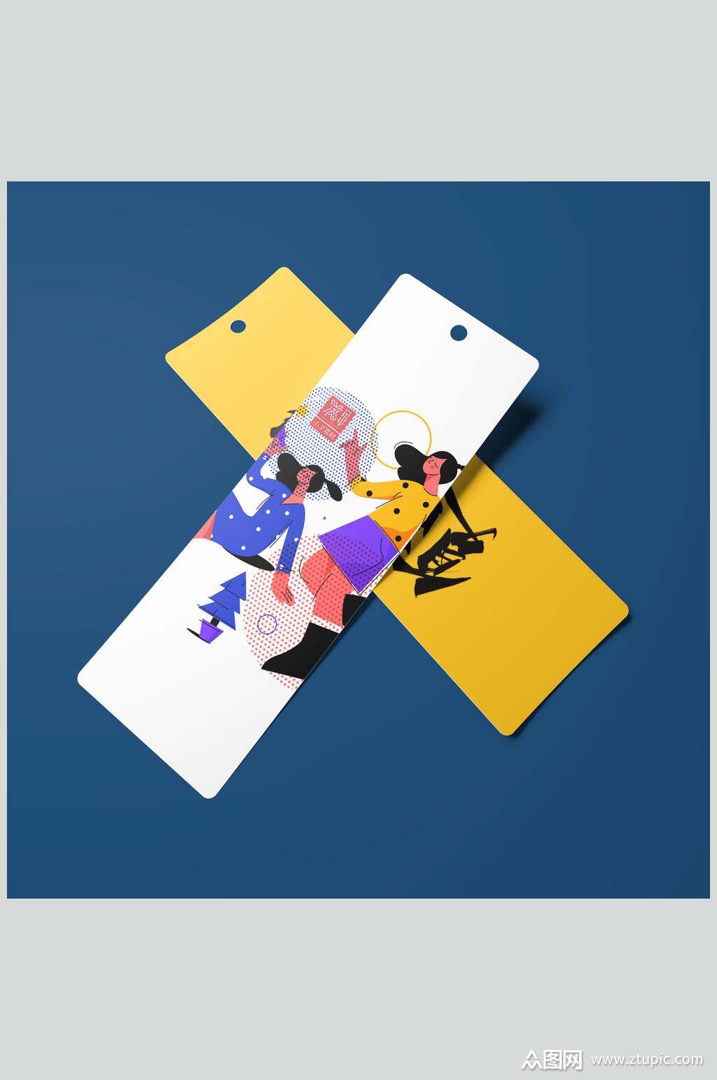 国潮文创标签样机贴图模板下载-编号1597915-众图网