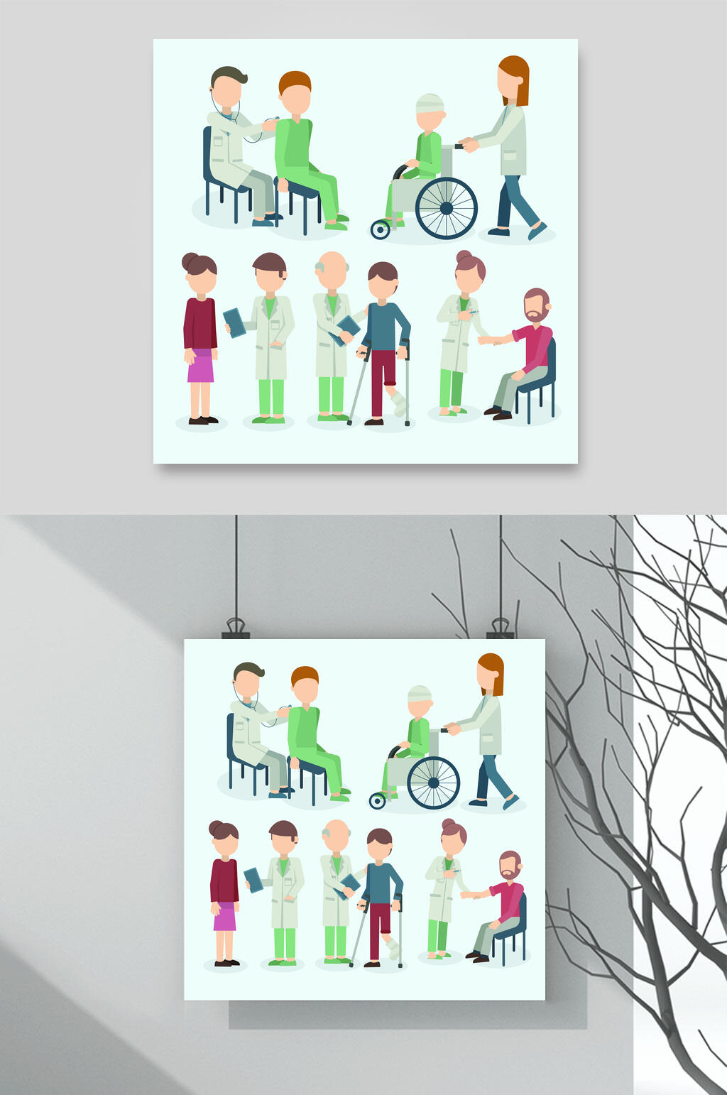 康复护理医疗医务人员人物矢量素材素材