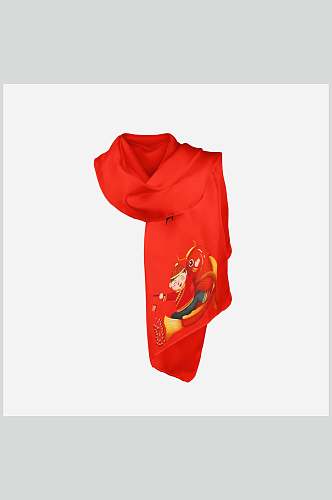 国风红色围巾样机设计