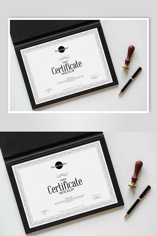 简约皮壳证书样机效果图-众图网