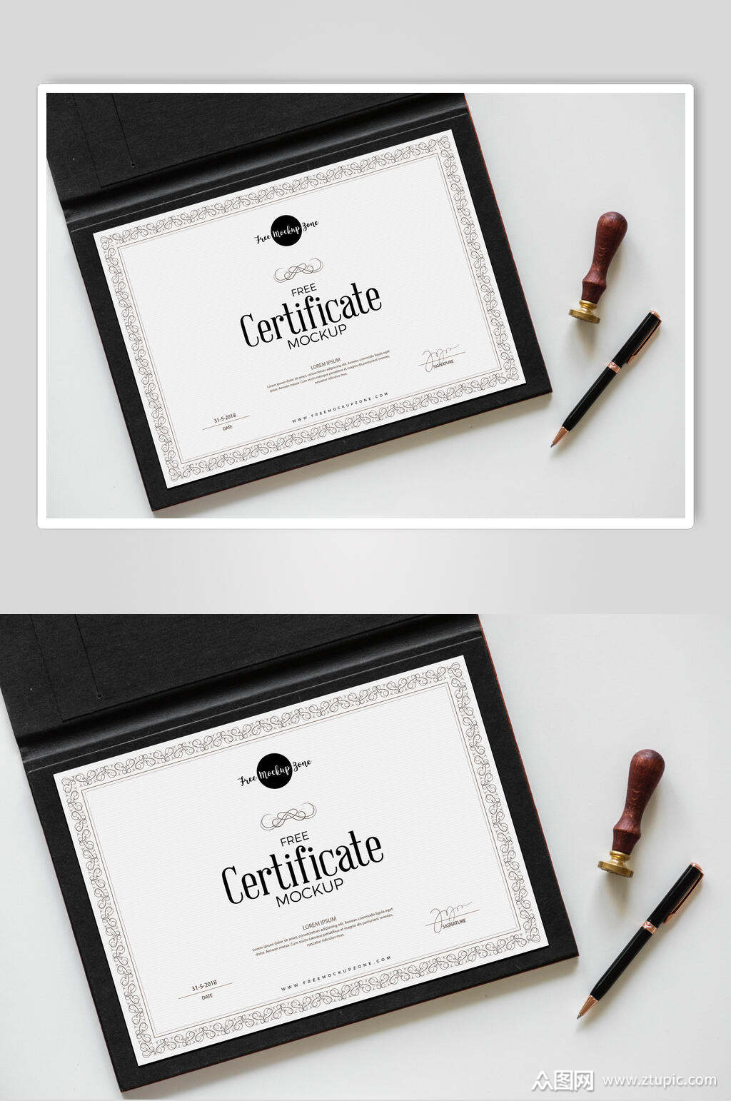 简约皮壳证书样机效果图模板下载-编号1596641-众图网