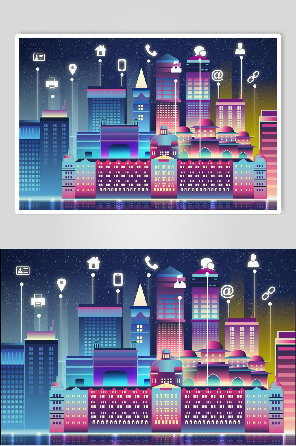 科技智慧城市剪影素材素材