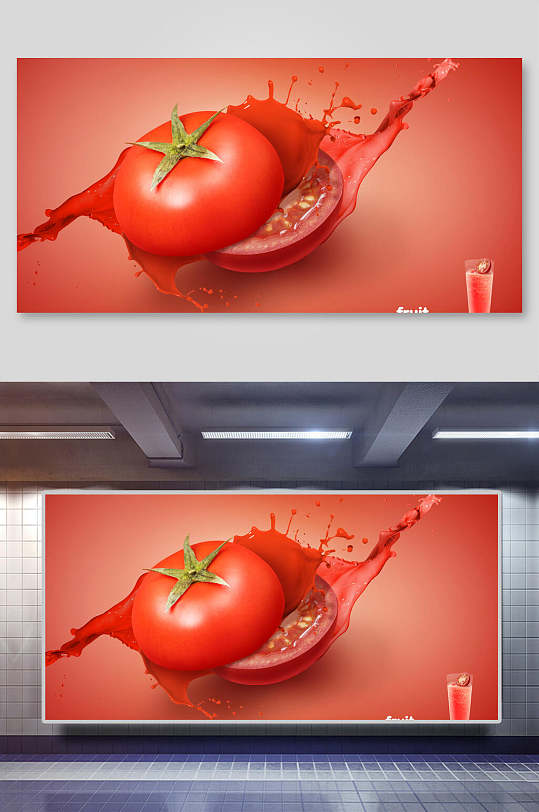 红色番茄番茄汁海报设计