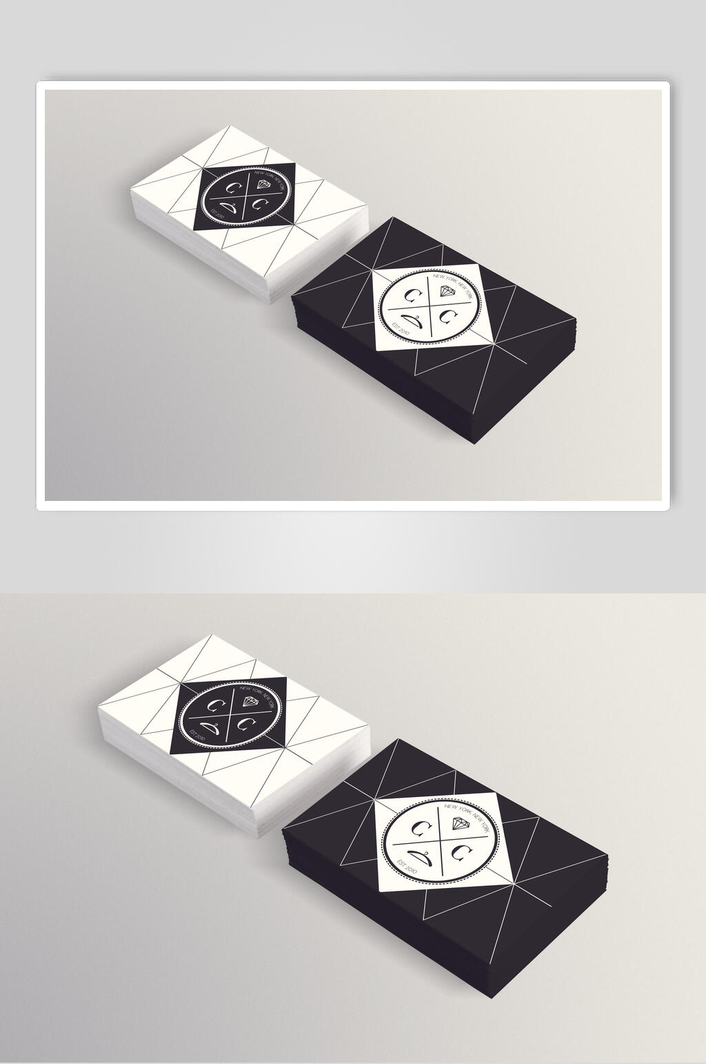 简约黑白名片对比样机效果图素材