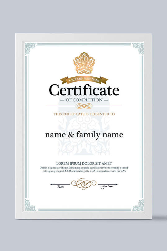 英文简约蓝边框授权书