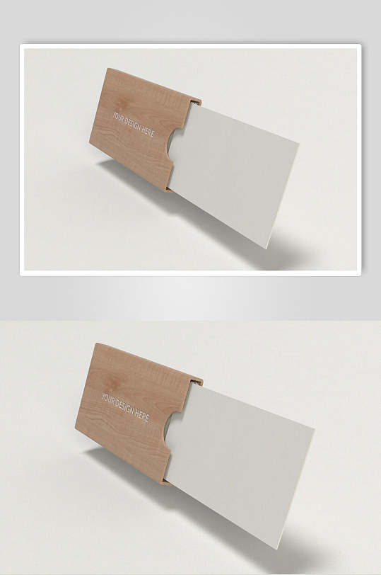 空白名片木质包装盒样机效果图