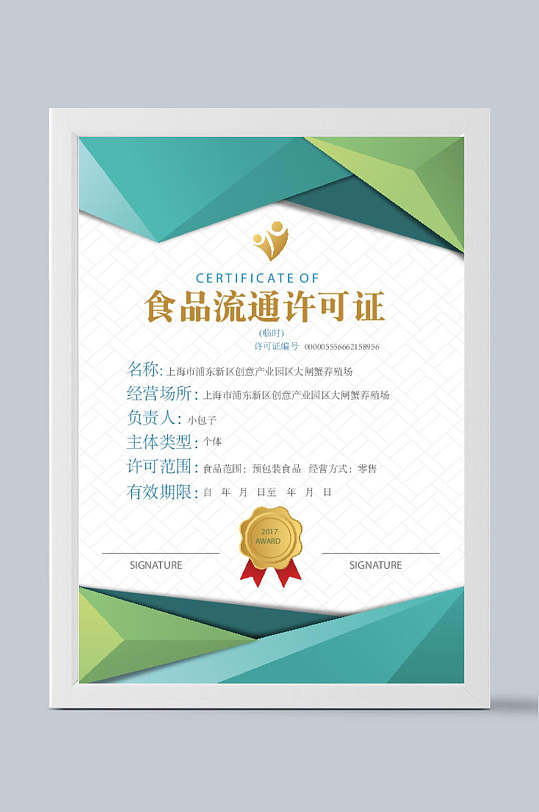 视频流通许可证证书设计模板