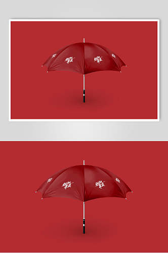 红色伞面LOGO展示样机效果图