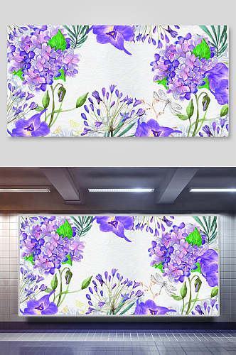 小清新水彩手绘花卉背景素材