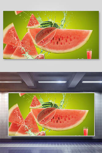 水果西瓜创意海报设计展板
