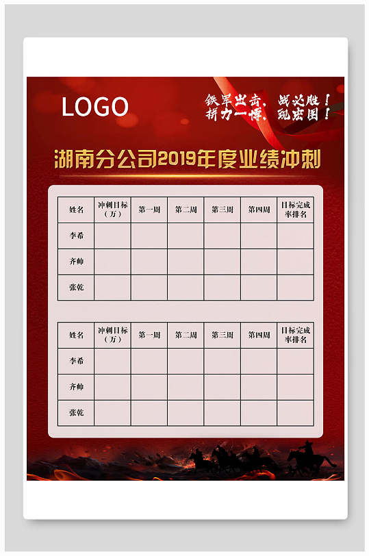 业绩表展板年度业绩冲刺表展板海报