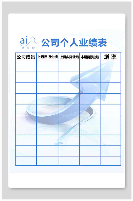 业绩表展板公司个人