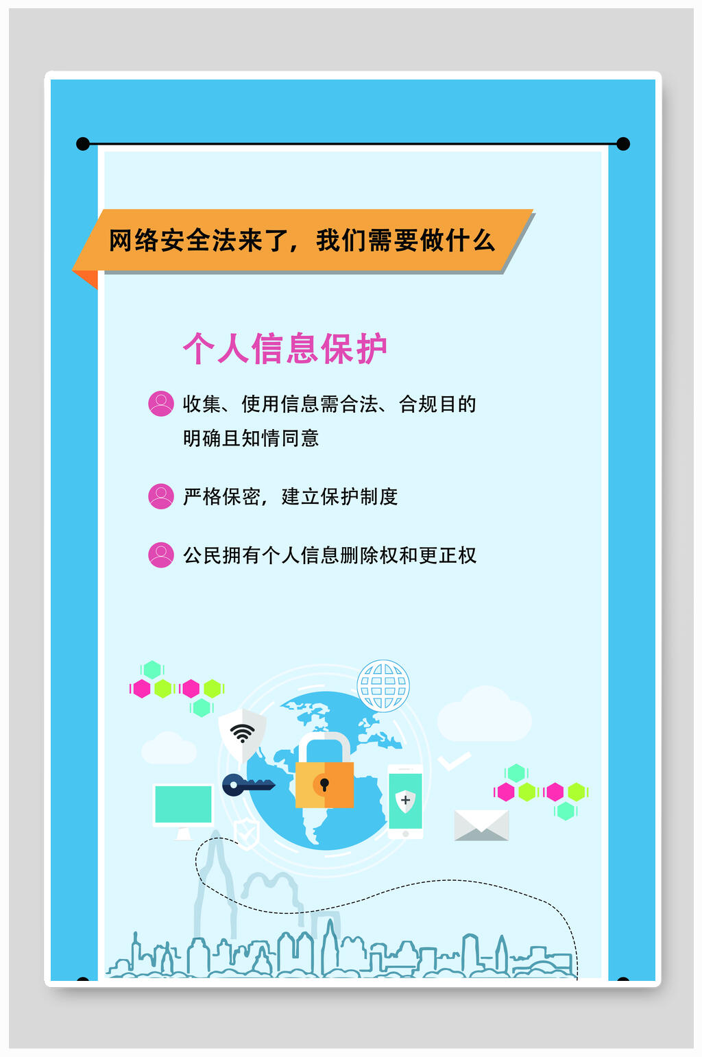 简约个人信息安全海报