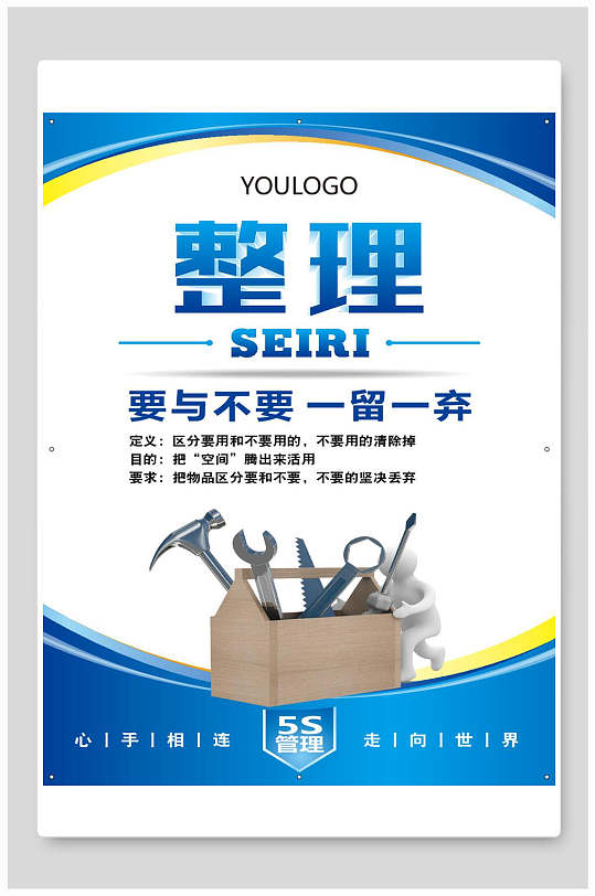 宣传栏蓝色5s管理整理展板
