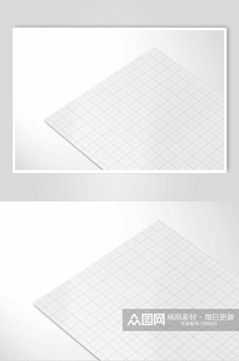 白色格子纸张展示样机效果图素材