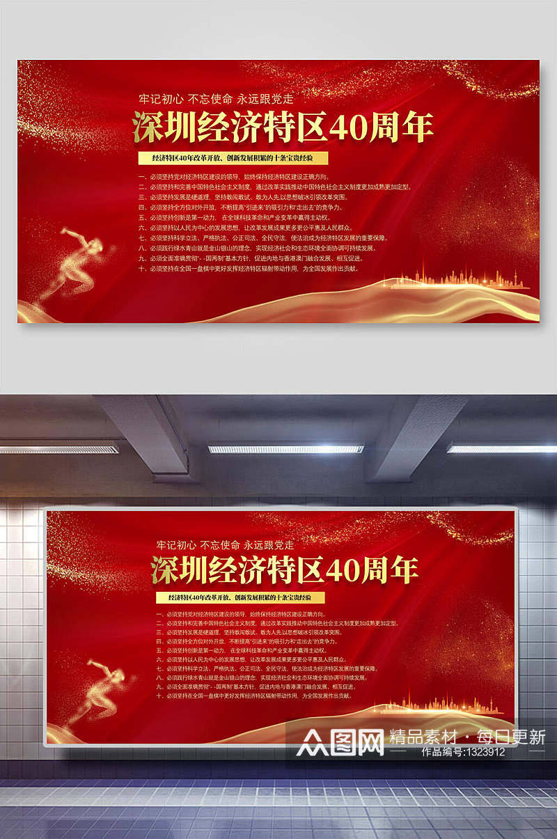 红色深圳特区40周年展板素材