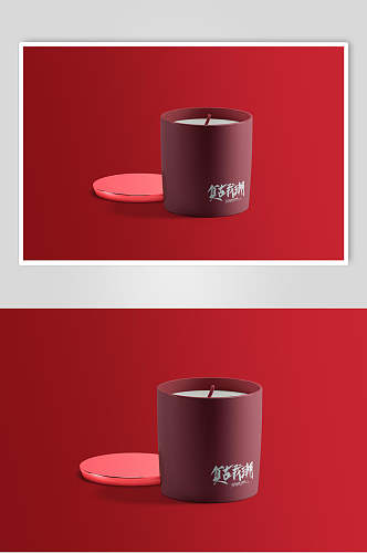 红色蜡烛包装盒样机效果图