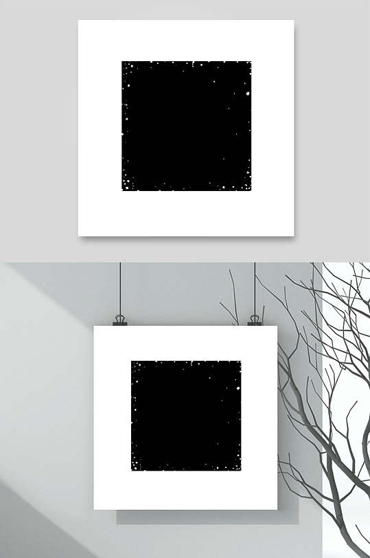 黑底白点点缀方形框设计素材