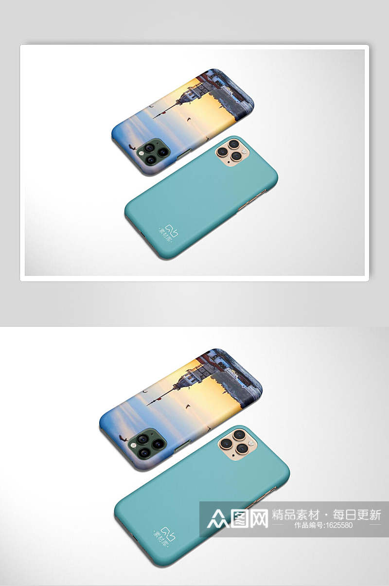 蓝色手机壳手机样机效果图素材