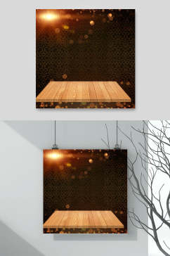 木纹桌子灯光元素素材