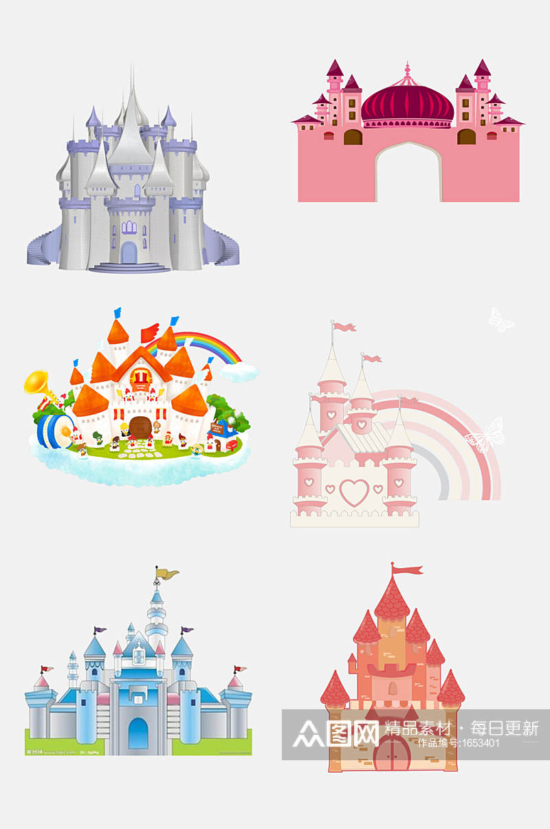 梦幻卡通城堡免抠元素素材