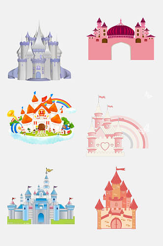 梦幻卡通城堡免抠元素