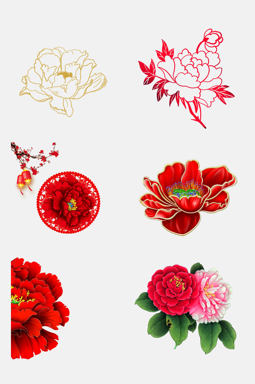富贵牡丹花元素素材素材