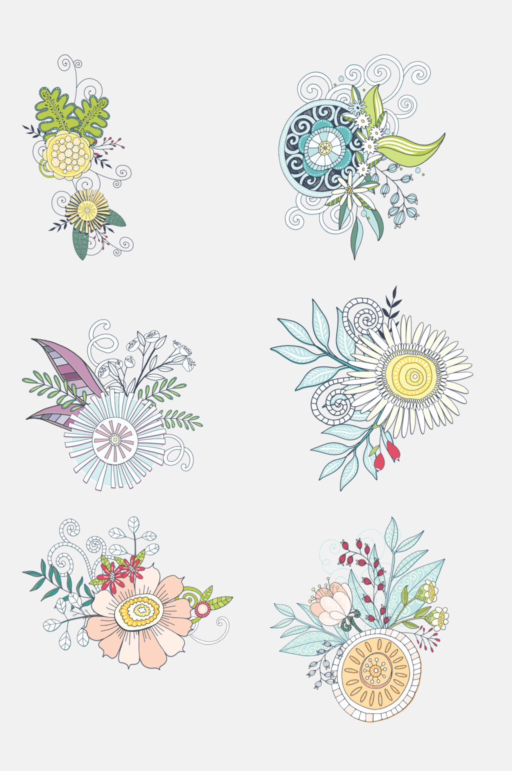 花盘手绘花卉植物插画元素素材素材