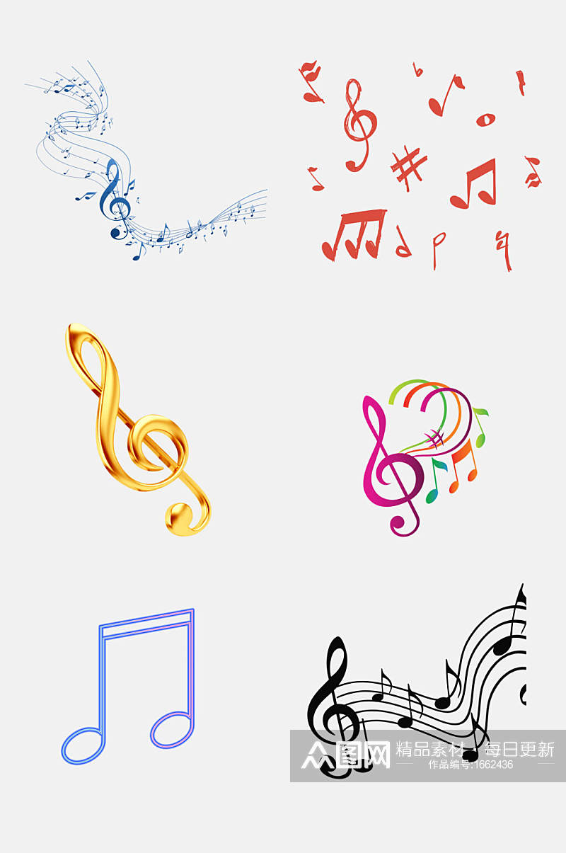 音符组合彩色音符旋律音乐设计元素7素材