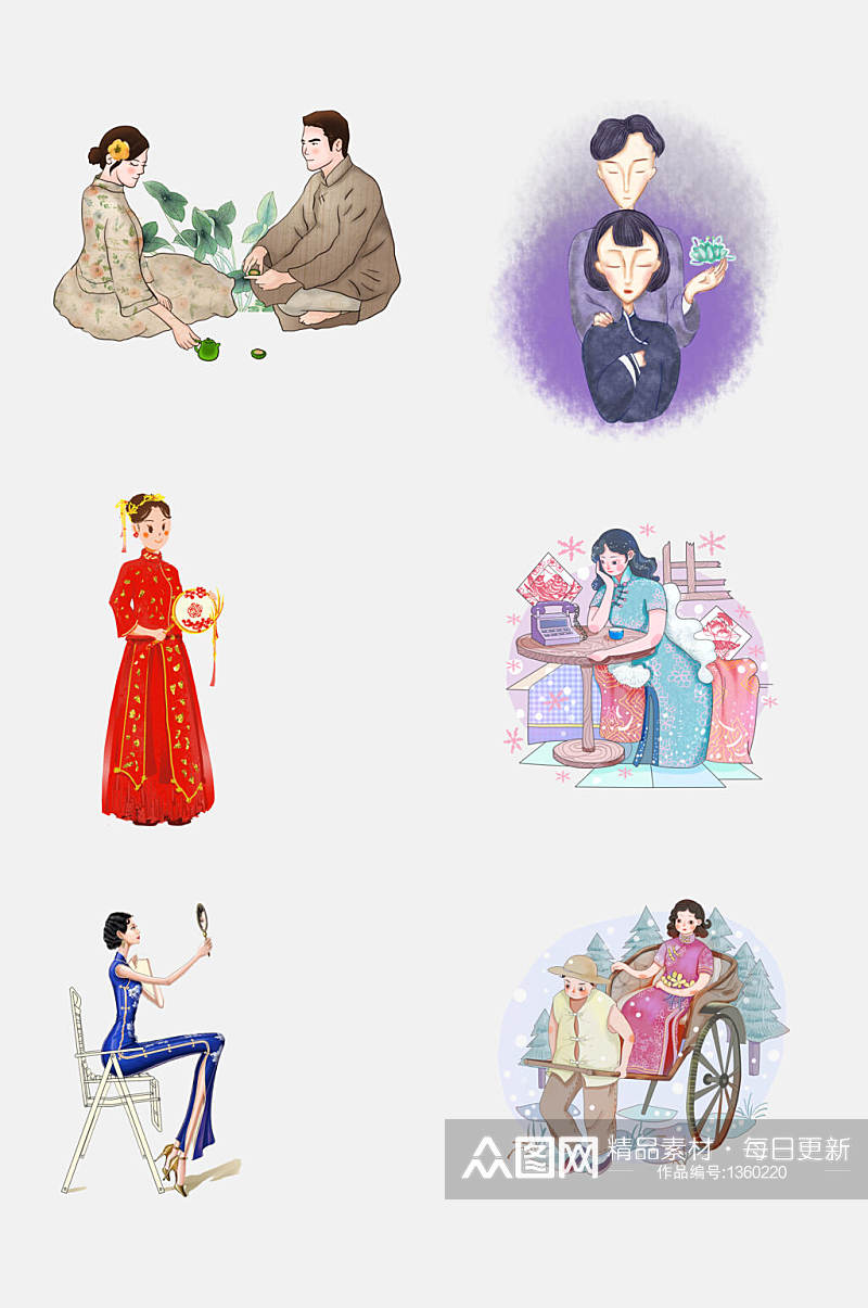 中国风旗袍美女素材素材