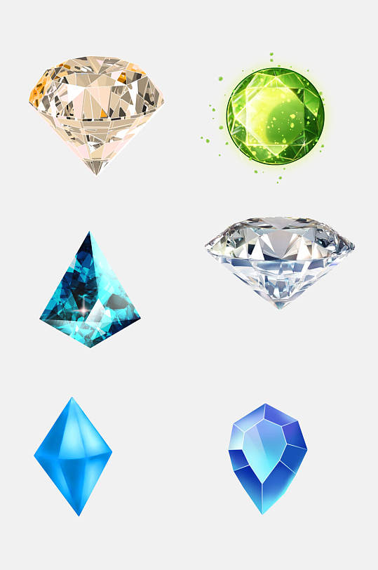蓝色钻石宝石元素素材