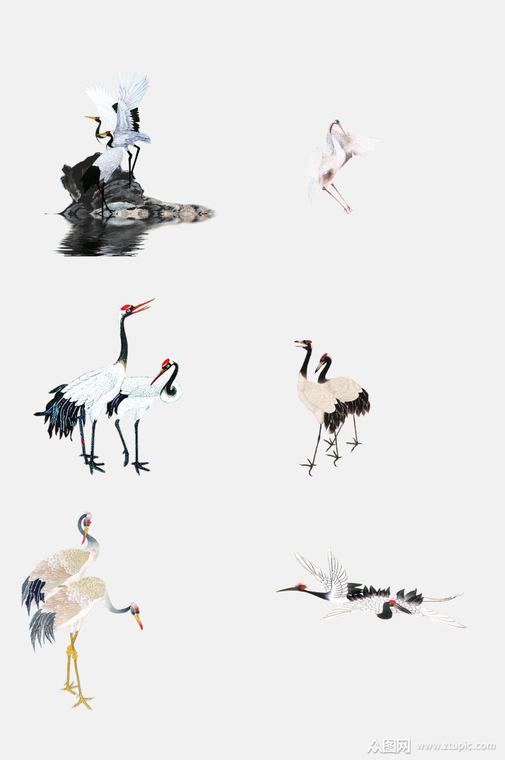 众图网独家提供传统仙鹤中国风工笔画免抠元素素材免费下载,本作品是