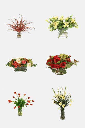 五彩花卉室内装饰免抠元素